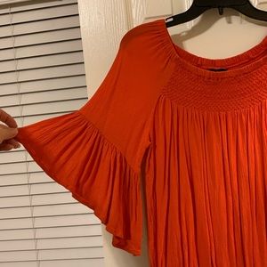 A.N.A Orange Butterfly Sleeve Rayon Blouse